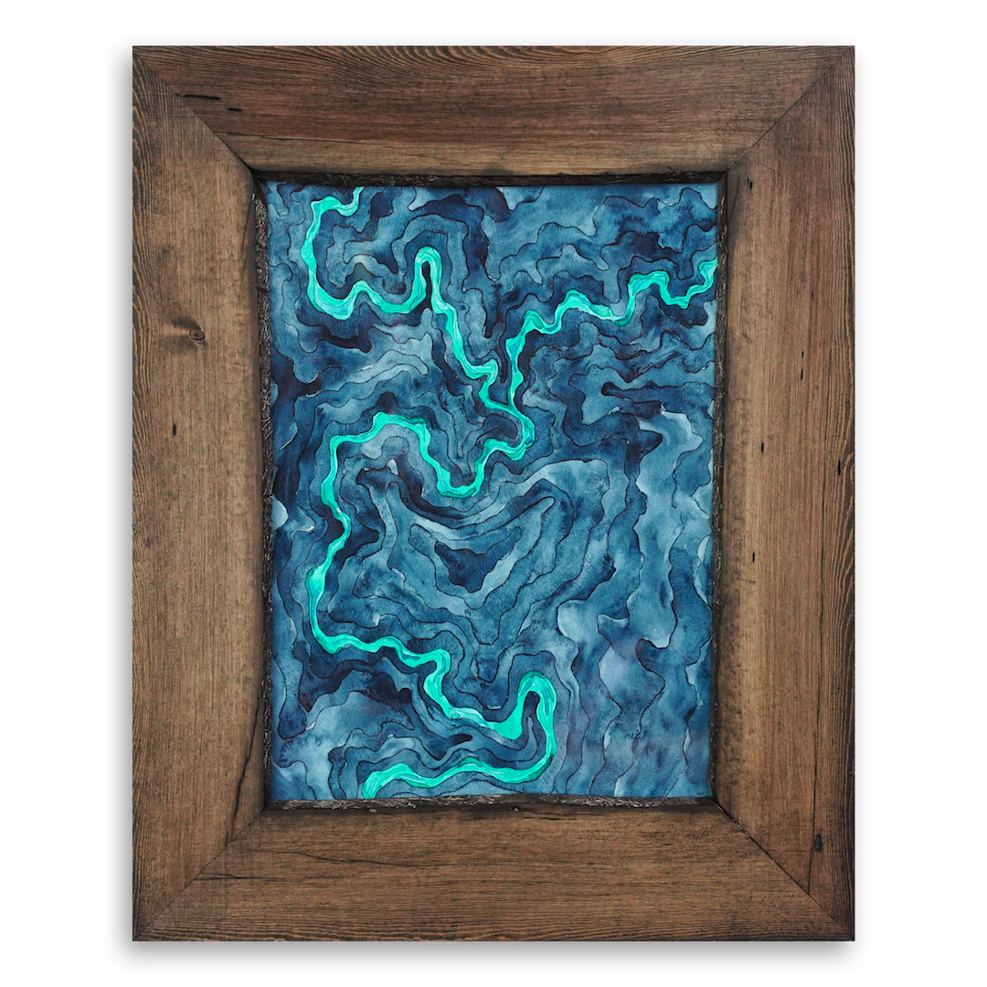 Live Edge Frame Original Watercolor Riverscape