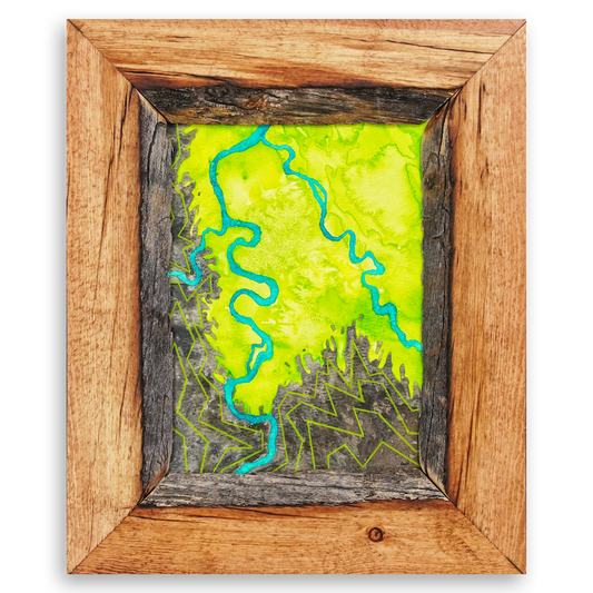 Live Edge Frame Original Watercolor Riverscape