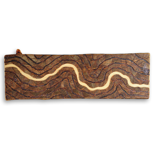 'Arteries of the Earth' Live Edge Carved Pyrographic Topographical Riverscape