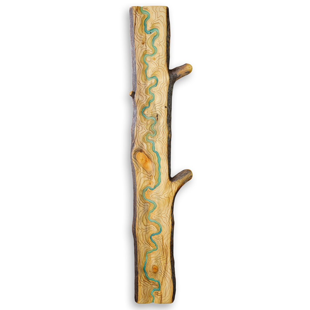 'Arteries of the Earth' Live Edge Carved Topographical Riverscape