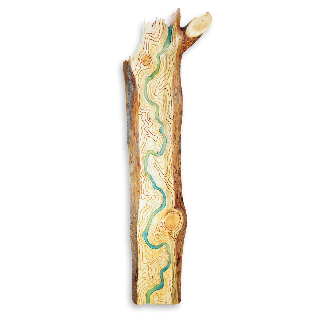 'Arteries of the Earth' Live Edge Carved Topographical Riverscape
