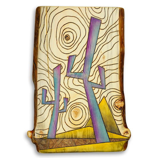 Live Edge Pyrographic Sonoran Saguaro with Mountains