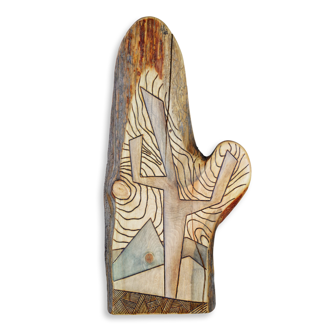 Live Edge Pyrographic Sonoran Saguaro with Mountains