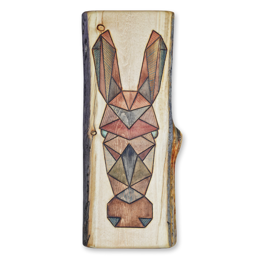 Live Edge Pyrographic Watercolor Mule Face